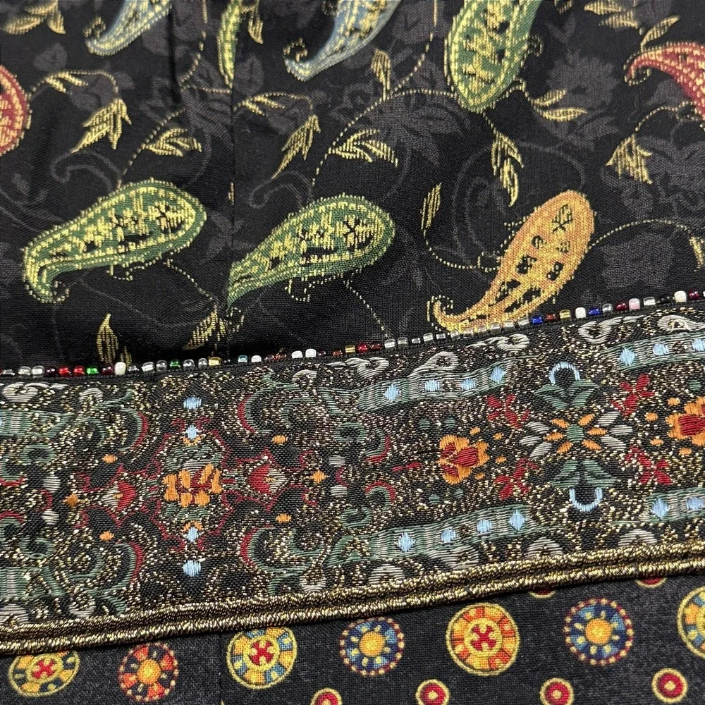 Vintage Howard Wolf Paisley Vest Women's Size 12 Black Gold Red Green‎ Blue Boho